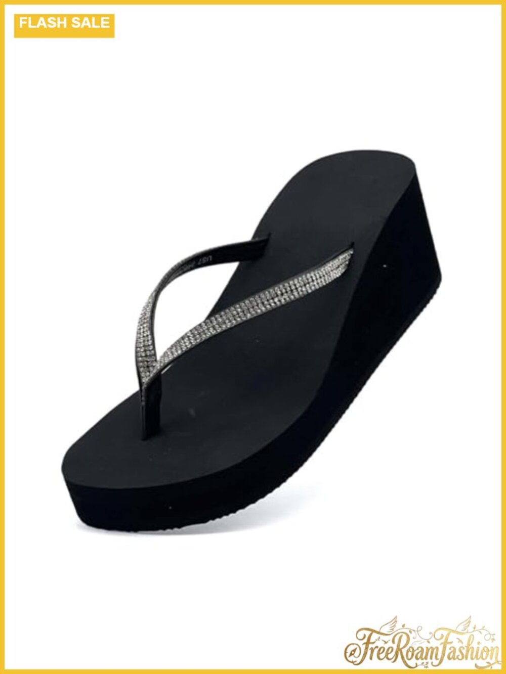 Women Rhinestone Wedge Platform Flip Flops Comfortable Sandals